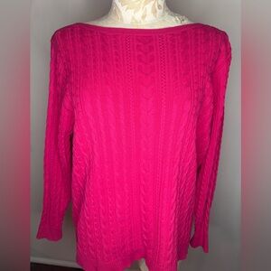 Lands' End Cable Knit Sweater in Bright Pink 2X